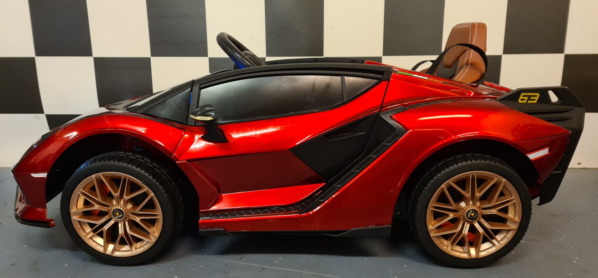 Voiture électrique enfant Lamborghini Sian 12 V métallisé rouge – Racing Star – vue 4