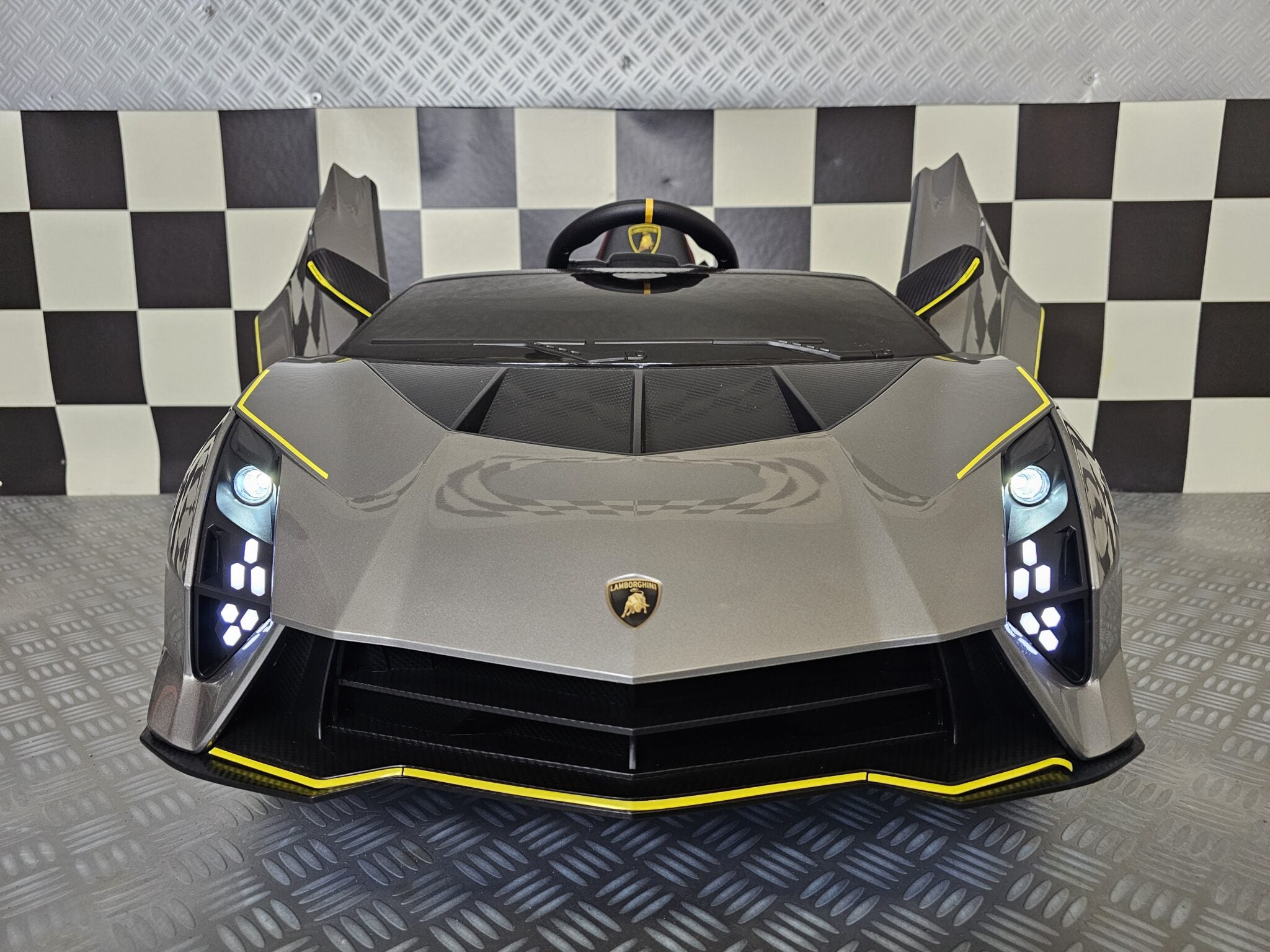 Voiture électrique enfant Lamborghini Auténtica 12 V gris métallisé – Racing Star – vue 3