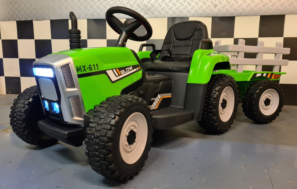 Tracteur électrique enfant 12 V avec remorque et RC vert – Little Farmer – vue 2