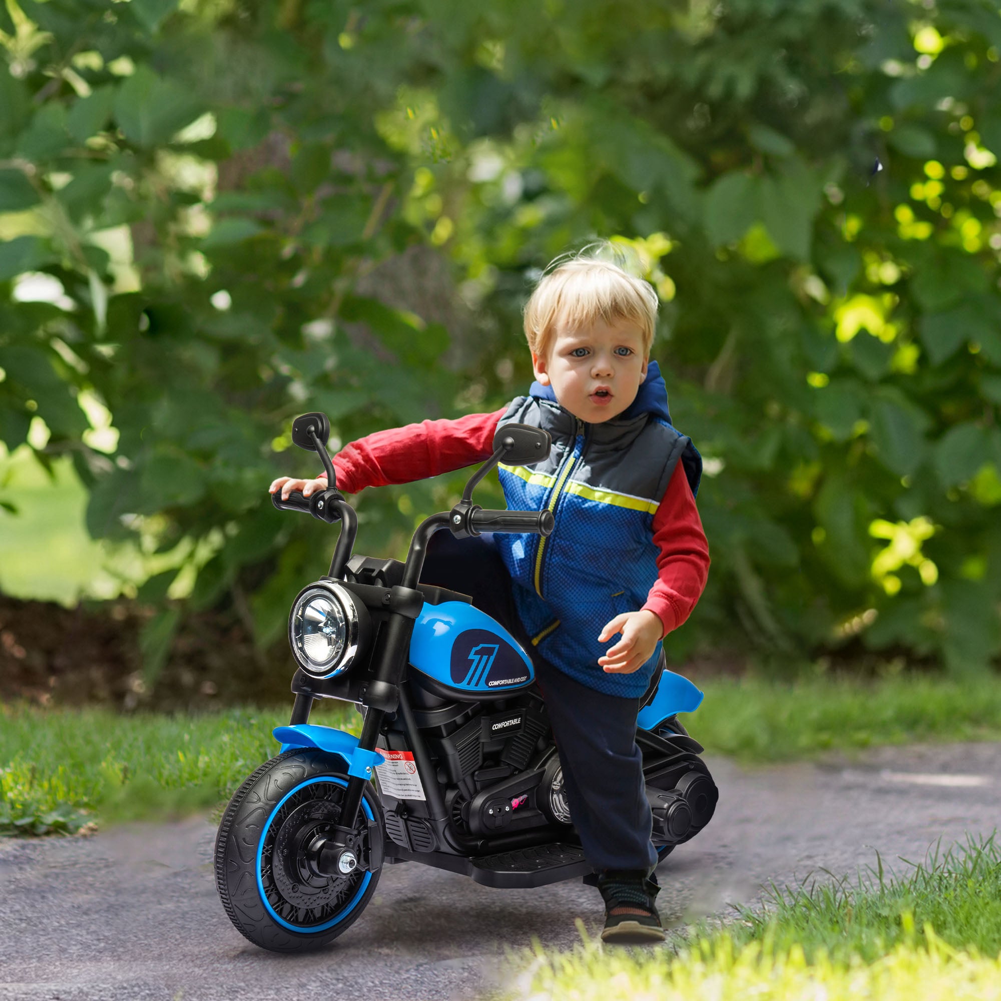 Electric Motorcycle for Children 18-36 Months with 6V Battery Headlight and Detachable Auxiliary Wheels