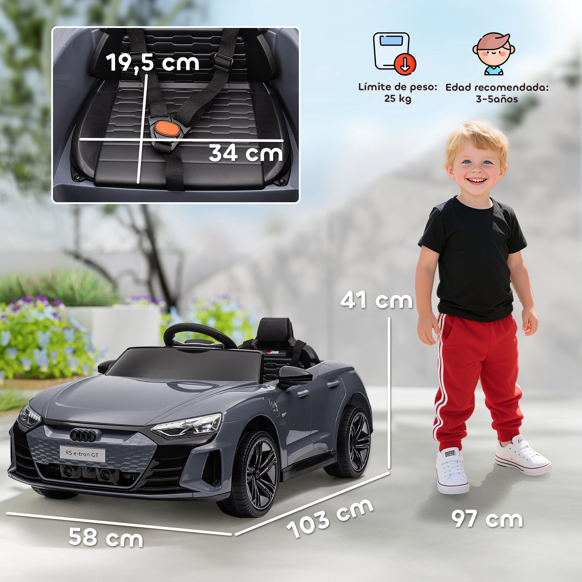 Electric Car for Children +3 Years Old Audi Rs E-Tron Gt Battery Car with Remote Control 103X58X41 cm Pink
