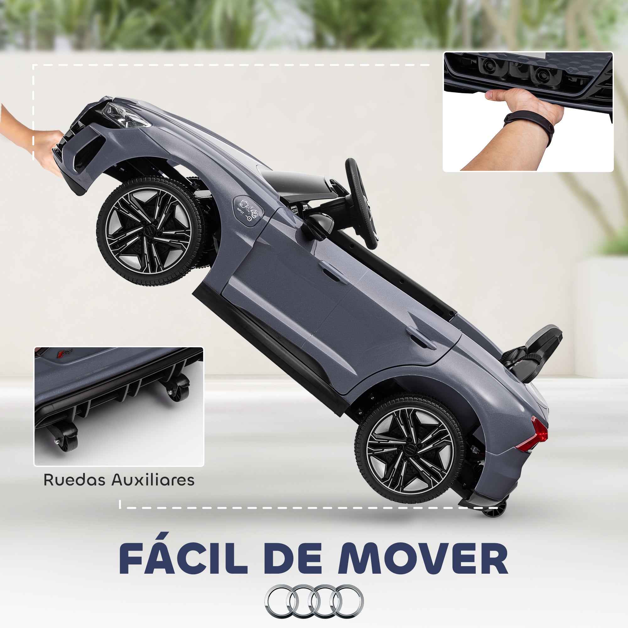 Electric Car for Children +3 Years Old Audi Rs E-Tron Gt Battery Car with Remote Control 103X58X41 cm Pink