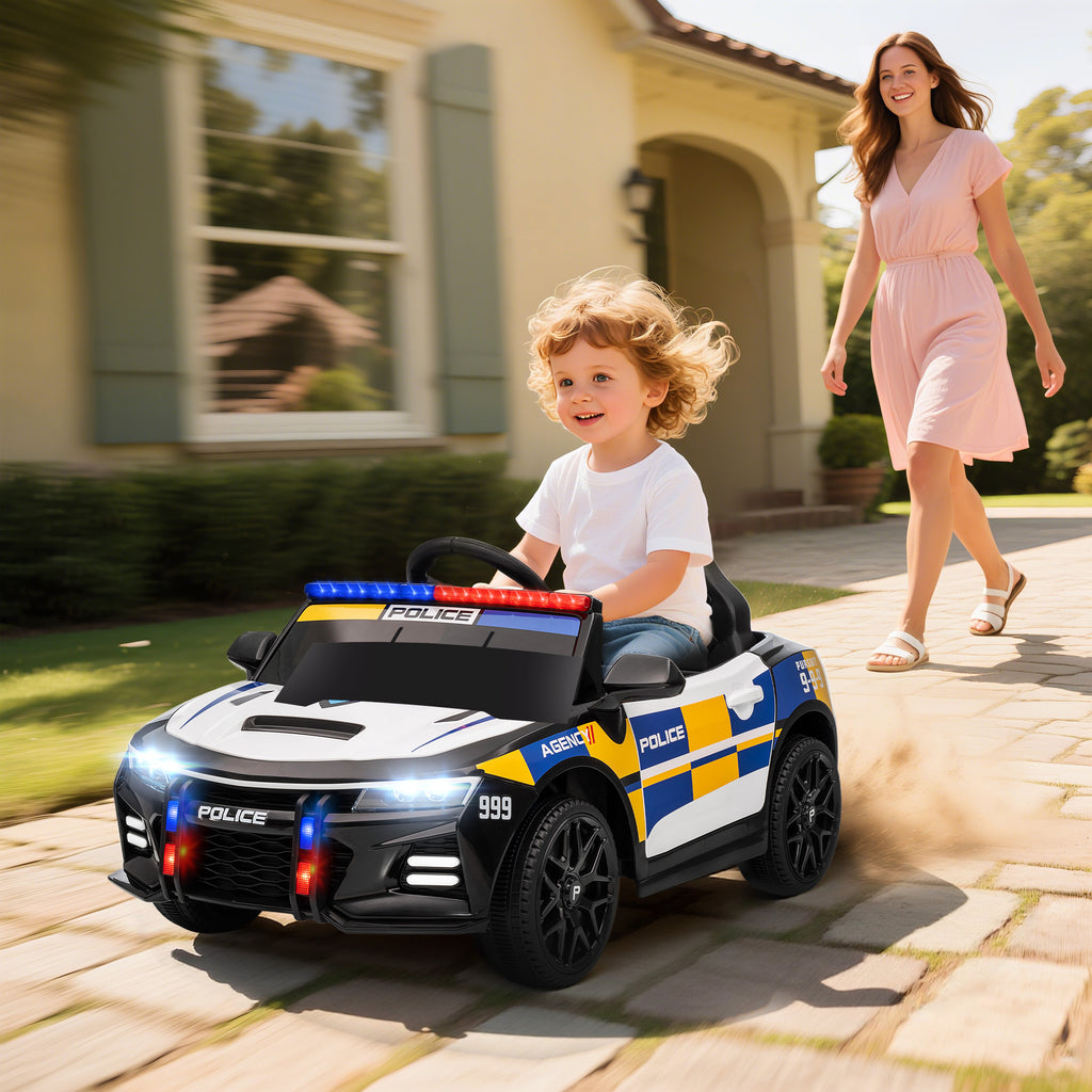 Aiyaplay Electric Police Car for Children +3 Years Old 12V with 2.4g Remote Control Lights Siren Music