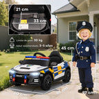 Aiyaplay Electric Police Car for Children +3 Years Old 12V with 2.4g Remote Control Lights Siren Music