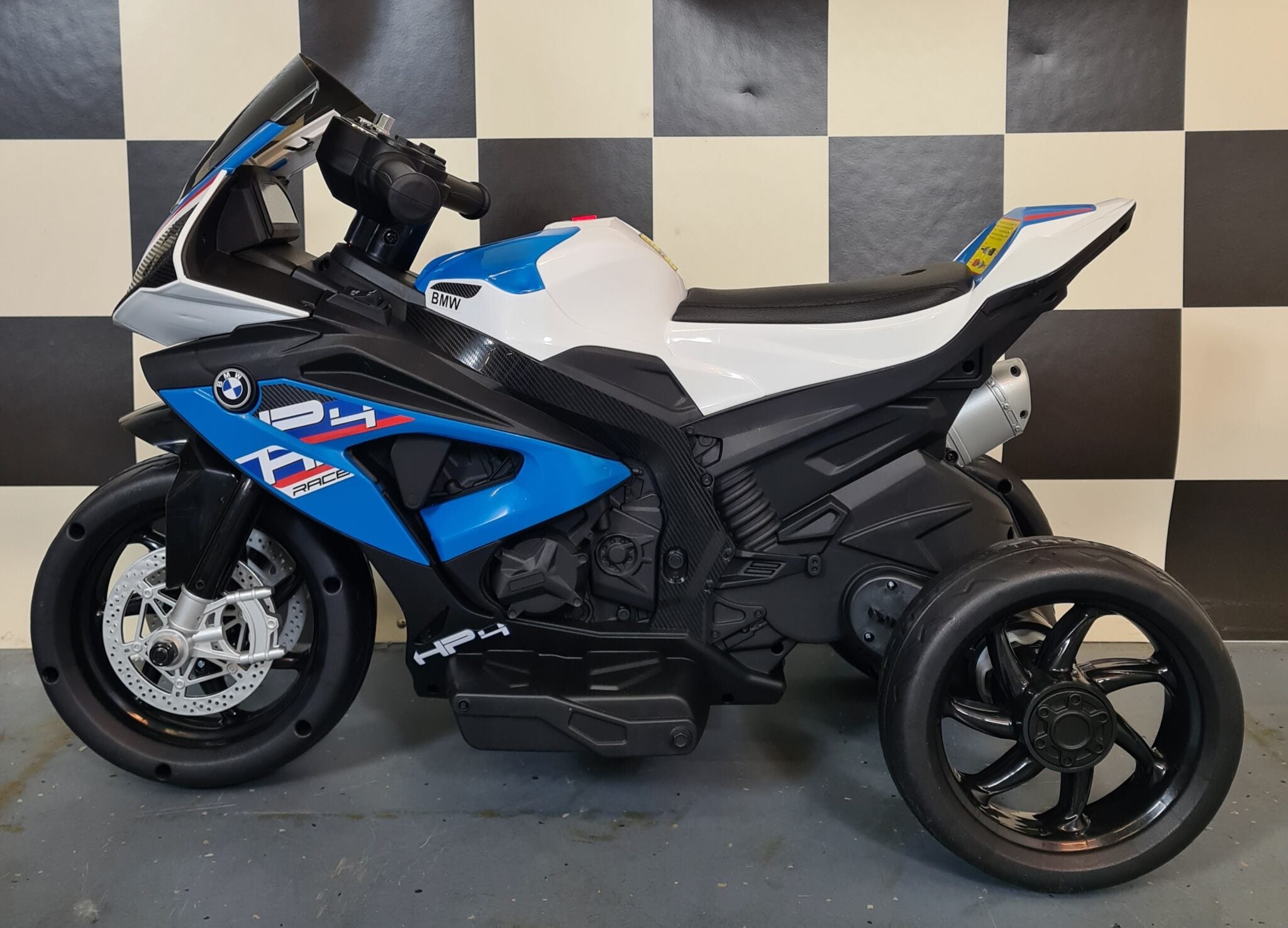 Voiture électrique enfant Mini BMW HP4 trike bleu 12 V – Street Rider – vue 4